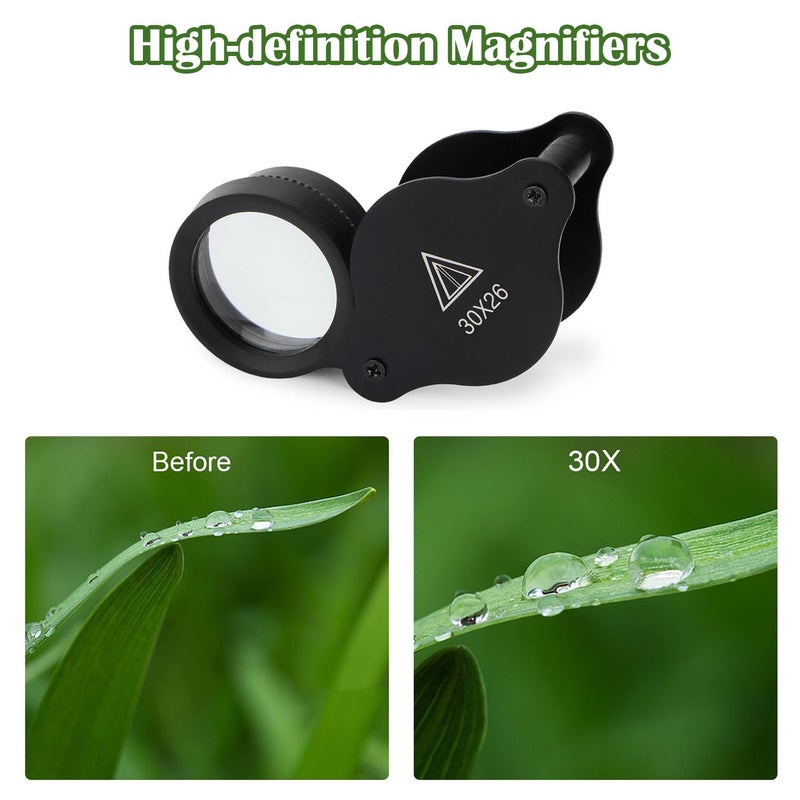 Rongon Pocket Folding Magnifying Glass Jewelers Loupe Magnifier 30X 26MM Small Magnifying Glasses Jewelry Loop Magnifiers Hand Lens for Gemstone Jewelry Gemstones Stamp - Image 5